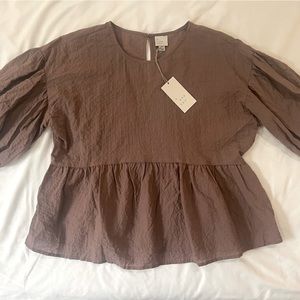 Puff sleeve purple blouse